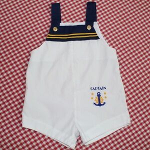 baby girl 24 month White navy sailor style romper embroidered Captain anchor